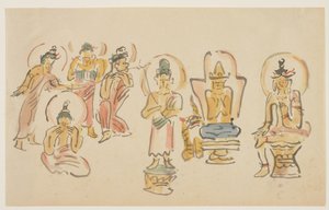 (karikatury chrámu Asakusa Kannon A), c. 1900 od Awashima Kangestu