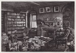 Studie Charlese Darwina v Down House (litho) od Axel (after) Haig