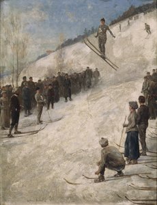 Lyžařská soutěž ve Fjelkenbakken, Asker (olej na plátně)