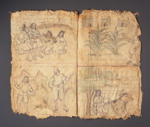 Techialoyan Codex, Coyotepec Coyonazco, Mexiko (pigment a inkoust na papíře) od Aztec