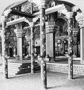 Hala Mahratta durbar, Palác princezny z Tanjore, Tanjore Thanjavur, Indie, 1901.