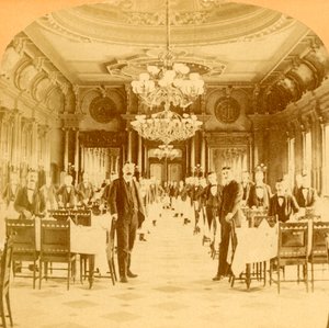 Velká jídelna, hotel Windsor, údajně nejlepší na světě, Montreal, Kanada, 1894.