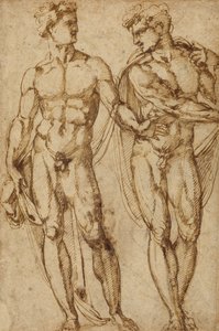 Studie dvou mužů (recto); studie hlavy vousatého muže (verso) od Baccio Bandinelli