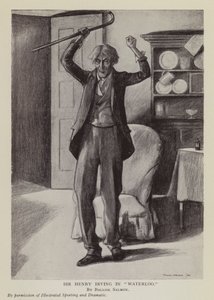 Anglický herec Henry Irving ve hře Arthura Conana Doyla Waterloo (litografie)