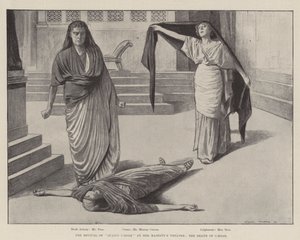 Obnovení hry "Julius Caesar" v Divadle Jejího Veličenstva, Caesarova smrt (rytina)