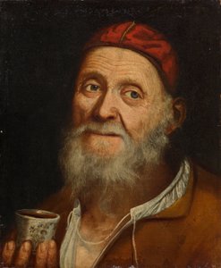Starý muž s hrnkem kávy od Balthasar Denner
