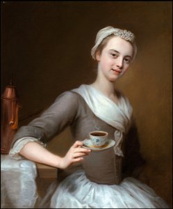 Rokoko: Nabízí šálek kávy par Denner, Balthasar (1685-1749). Olej na plátně, 76x63,2. Soukromá sbírka