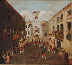 The Forze d "Ercole: Akrobati Castellani na benátském náměstí, kolem roku 1746