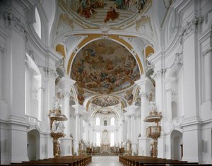 Vnitřní pohled na klášterní kostel od architekta Johanna Balthasara Neumanna (1687-1753) Neresheim, Německo