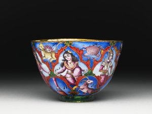 Mísa s víčkem, podšálek a lžíce s astrologickým zdobením, počátek 19. století od Baqir