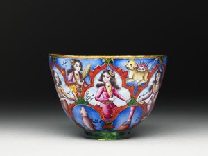 Mísa s víčkem, podšálek a lžíce s astrologickým zdobením, počátek 19. století od Baqir