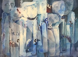 Tváře, asi 1980-90 (akvarel na papíře)