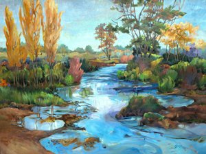 Marais De Cygnes, asi 1990-2005 (olej na plátně) od Barbara Cleary