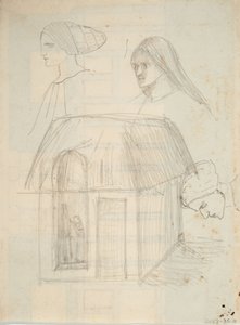 Neidentifikovaný architektonický náčrt (grafit na papíře) od Barbara Leigh Smith Bodichon