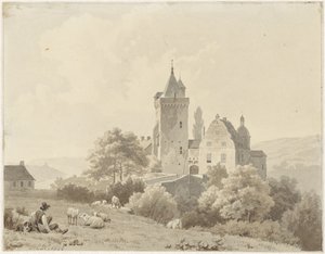 Odpočívající ovčák na zámku Lansberg od Barend Cornelis Koekkoek