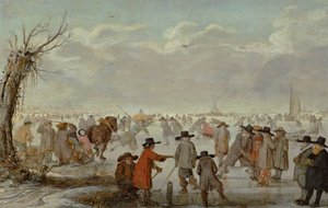 Hry na ledě 1654 (olej na desce)