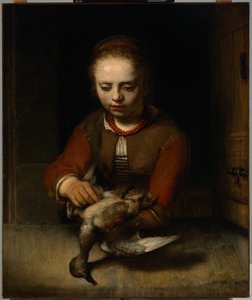 Mladá dívka škube kachnu, cca 1650 (olej na plátně)