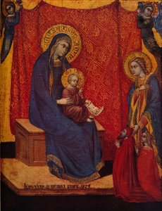 Madonna na trůn a dva dárci v adoraci, 1374 od Barnaba da Modena