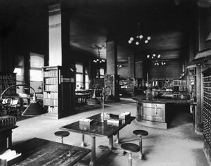John Crerar Library, Chicago, Illinois, USA, cca 1900 (černobílá fotografie) od Barnes and Crosby