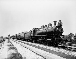 Pennsylvania Limited train, Chicago, Illinois, USA, kolem roku 1908 (černobílá fotografie) od Barnes and Crosby