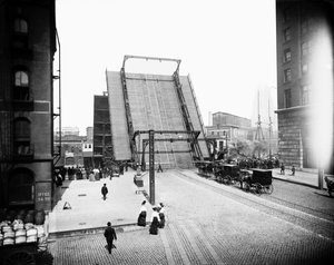 State Street Bridge, Chicago, Illinois, USA, cca 1905 (černobílá fotografie) od Barnes and Crosby