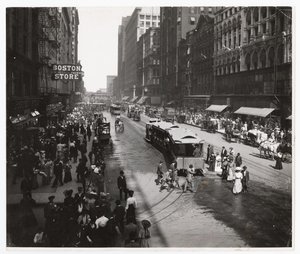 State Street, Chicago, Illinois, USA, cca 1905 (černobílá fotografie) od Barnes and Crosby