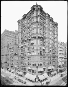 Tacoma Building, Chicago, Illinois, USA, cca 1905 (černobílá fotografie)