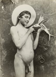 [Chlapec s rybou] od Baron Wilhelm von Gloeden