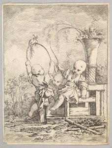 Čínské děti si hrají s papouškem, 1760-70. od Baron de Thiers Louis Antoine Crozat