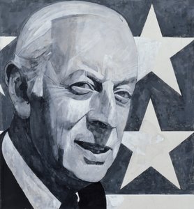 Portrét Alistaira Cookea, ilustrace pro The Listener, 70. léta (kvaš na palubě)