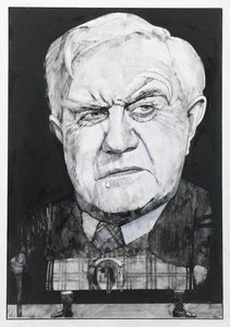 Portrét Andrewa Cruickshanka, ilustrace pro The Sunday Times (kvaš na palubě)