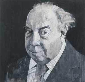 Portrét J. B. Priestleyho, ilustrace pro The Listener, 70. léta (kvaš a tužka na desce)