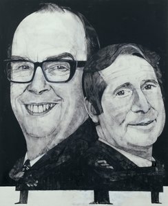 Portrét Morecambe a Wise, ilustrace pro The Listener, 70. léta (kvaš na palubě)