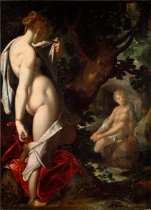 Naiad Salmacis obdivující Hermafrodita koupajícího se v prameni (Malba