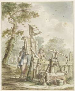 Landschap met twee mannen bij een aanplakbord bij een waterpomp   1356409   cs       czech Successfully Translated  Original: Suede Gloves Translat: Suede Gloves 1288978 cs czech Successfully Translated Original: The Truth par Ciurlionis, Mikalojus Konstan od Bartholomeus Barbiers