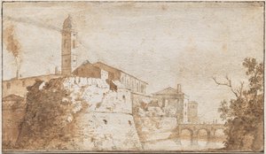 Pohled na Bracciano s kostelem S. Maria Assunta od Bartholomeus Breenberg