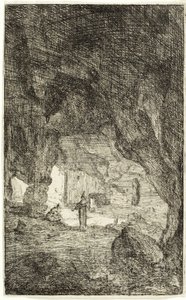 Grotto and Friars, z Ruiny Říma od Bartholomeus Breenbergh