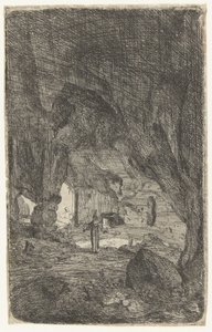 Interiér jeskyně Jeskyně ve Valmontane. Římské ruiny (název série) Verscheyden vstoupil do zchátralé budovy Soo jako koupený Romen (název série) od Bartholomeus Breenbergh