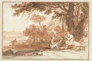Krajina s nymfou Korsika a satyrem od Bartholomeus Breenbergh