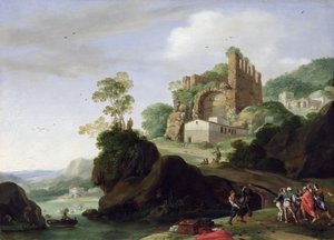 Svatý Petr a sv. Jan v krajině s ruinami, kolem 1625 (olej na mědi)