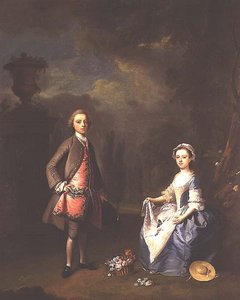 Edward Harley, 4. hrabě z Oxfordu, a jeho sestra Sarah, kolem roku 1737 od Bartholomew Dandrige