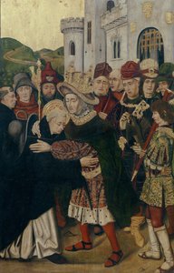 Král Ferdinand I. Kastilský přivítal svatého Dominika ze Silos, 1478-1480