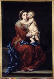 Růžencová panna. Madonna má dítě. Obraz Bartolome Murillo (1618-1682) od Bartolomé Esteban Murillo