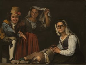 Čtyři postavy na schodech. Kolem 1655-60 od Bartolomé Esteban Murillo