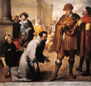 Pyhä Salvador Hortasta ja Aragonian inkvisiittori, kirjoittanut Bartolome Esteban Murillo (1618-1682) od Bartolomé Esteban Murillo