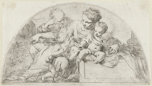 Svatá rodina s mladým Janem Křtitelem od Bartolomeo Biscaino