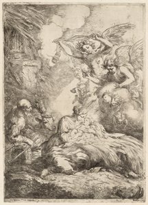 Svatá rodina zbožňovaná anděly Velký Narození Páně, c. 1655.