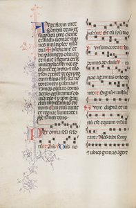 Missale: Fol. 111v, obsahuje nějakou hudbu jako součást liturgie Květné neděle, 1469. od Bartolomeo Caporali