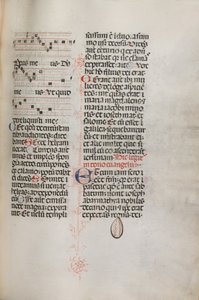 Missale: Fol. 129: obsahuje hudbu pro Hely Hely Lama atd. v rámci St. Mattion Passion, 1469.