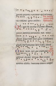 Missale: Fol. 156v: Hudba pro Exultet, 1469 od Bartolomeo Caporali